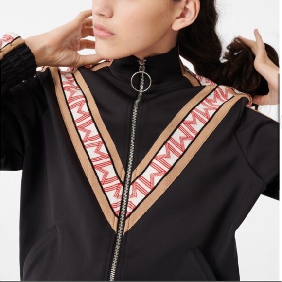 Maje black and M monogram lined track jacket long sleeve zip up size 1 - Picture 5 of 5